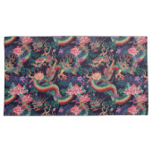 Neon Dragons und Blume Kissenbezug (Vorderseite-Rechts)