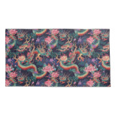 Neon Dragons und Blume Kissenbezug (Rückseite-Links)