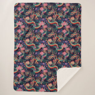 Neon Dragons und Blume Sherpadecke