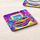 Neon Dream Car Escape Getränkeuntersetzer (Linke Seite)