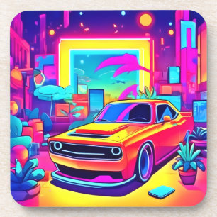 Neon Dream Car Escape Getränkeuntersetzer
