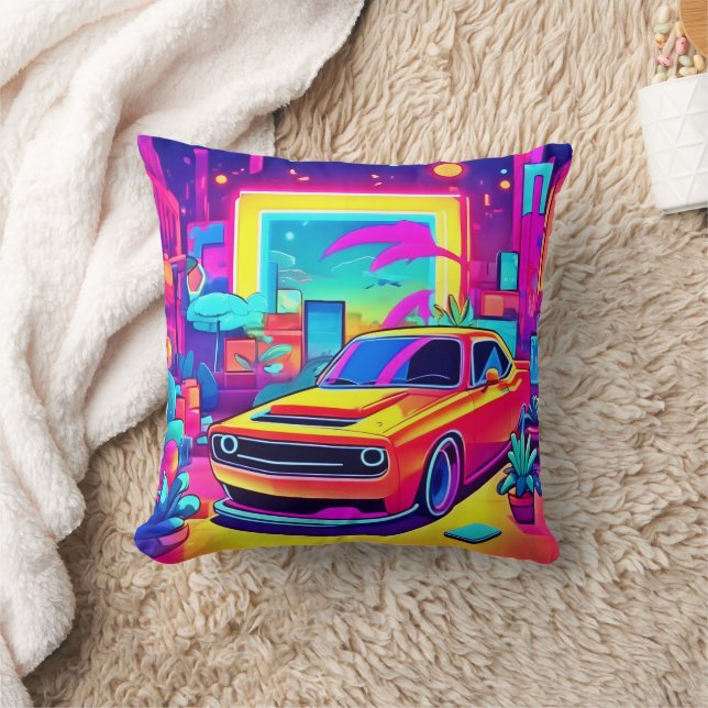 Neon Dream Car Escape Kissen (Decke)