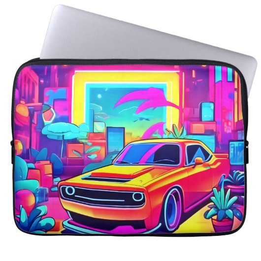 Neon Dream Car Escape Laptopschutzhülle (Vorderseite)
