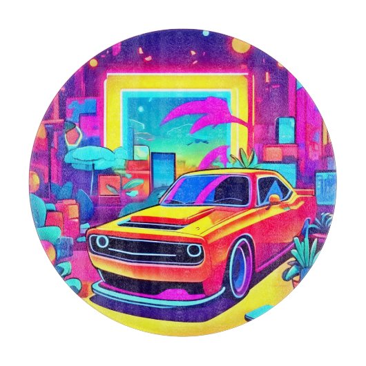 Neon Dream Car Escape Schneidebrett (Vorderseite)