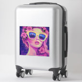 Neon Dream Girl mit BläserSonnenbrille Aufkleber (Koffer)