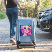 Neon Dream Girl mit BläserSonnenbrille Aufkleber (Koffer Insitu)