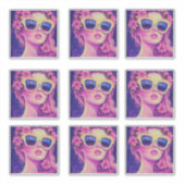 Neon Dream Girl mit BläserSonnenbrille Aufkleber (Vorderseite)