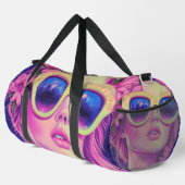 Neon Dream Girl mit BläserSonnenbrille Duffle Bag (Rechte Ecke)
