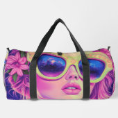 Neon Dream Girl mit BläserSonnenbrille Duffle Bag (Rückseite)