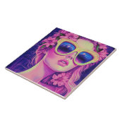 Neon Dream Girl mit BläserSonnenbrille Fliese (Seite)