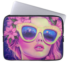 Neon Dream Girl mit BläserSonnenbrille Laptopschutzhülle