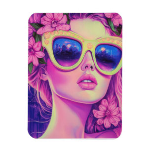 Neon Dream Girl mit BläserSonnenbrille Magnet