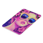 Neon Dream Girl mit BläserSonnenbrille Magnet (Linke Seite)