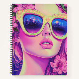Neon Dream Girl mit BläserSonnenbrille Notizblock