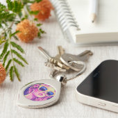 Neon Dream Girl mit BläserSonnenbrille Schlüsselanhänger (Seite)