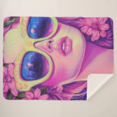 Neon Dream Girl mit BläserSonnenbrille Sherpadecke (Vorderseite (Horizontal))