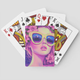 Neon Dream Girl mit BläserSonnenbrille Spielkarten