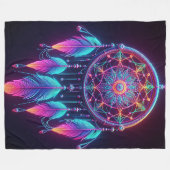 Neon Dreamcatcher Fleecedecke (Vorderseite (Horizontal))