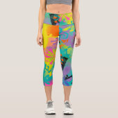 Neon Dreams Abstrakt Capri Leggings (Vorderseite)