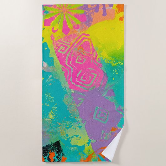 Neon Dreams Abstrakt Strandtuch (Vorderseite)