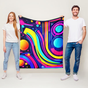 Neon Dreams: Eine psychedelische digitale Odyssey Fleecedecke