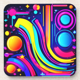 Neon Dreams: Eine psychedelische digitale Odyssey Getränkeuntersetzer