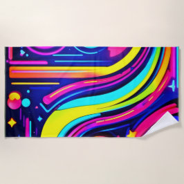 Neon Dreams: Eine psychedelische digitale Odyssey Strandtuch