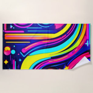 Neon Dreams: Eine psychedelische digitale Odyssey Strandtuch