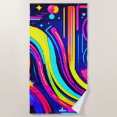 Neon Dreams: Eine psychedelische digitale Odyssey Strandtuch (Vorderseite)