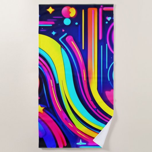 Neon Dreams: Eine psychedelische digitale Odyssey Strandtuch (Vorderseite)