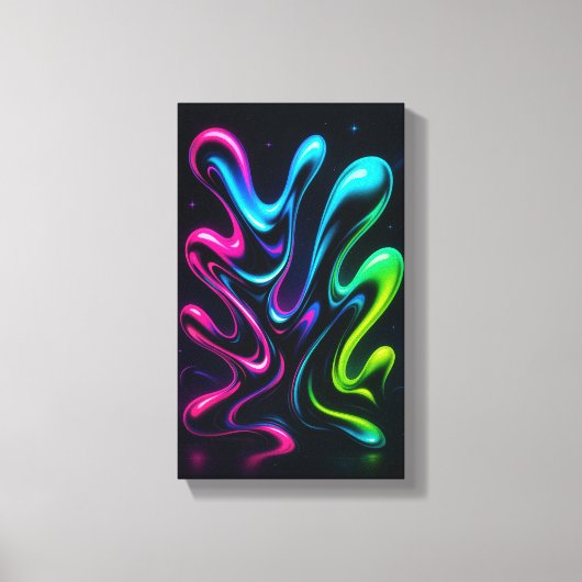 Neon Dreams II Abstract Wall Art | Chrome Glow Leinwanddruck (Vorderseite)