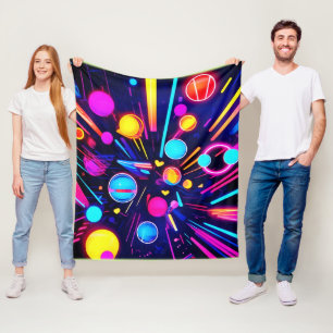 Neon Dreams - Psychedelische Formen & Farben Fleecedecke