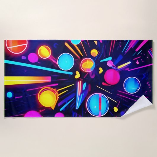 Neon Dreams - Psychedelische Formen & Farben Strandtuch (Vorderseite)