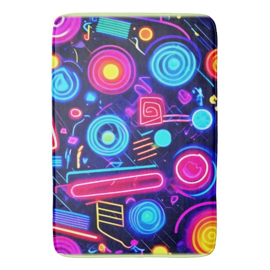 Neon Dreamscape: Eine lebendige Abstrakte Kunst Badematte (Vorderseite Vertikal)