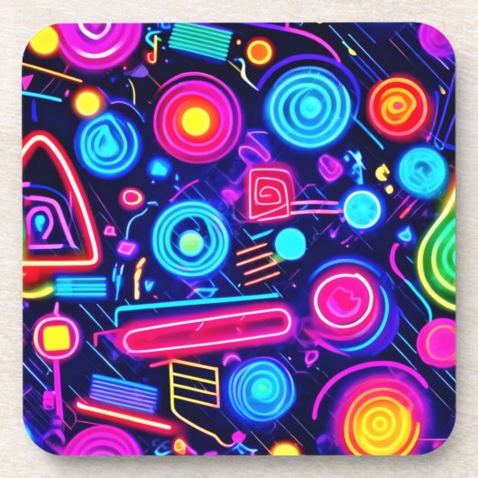 Neon Dreamscape: Eine lebendige Abstrakte Kunst Getränkeuntersetzer (Vorderseite)