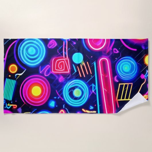 Neon Dreamscape: Eine lebendige Abstrakte Kunst Strandtuch (Vorderseite)