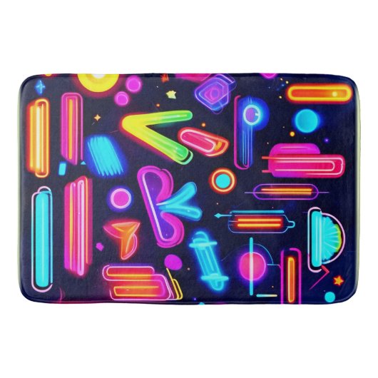 Neon Dreamscape Symphony Badematte (Vorderseite)