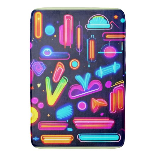 Neon Dreamscape Symphony Badematte (Vorderseite Vertikal)