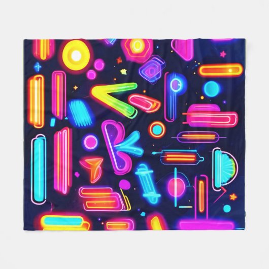 Neon Dreamscape Symphony Fleecedecke (Vorderseite (Horizontal))