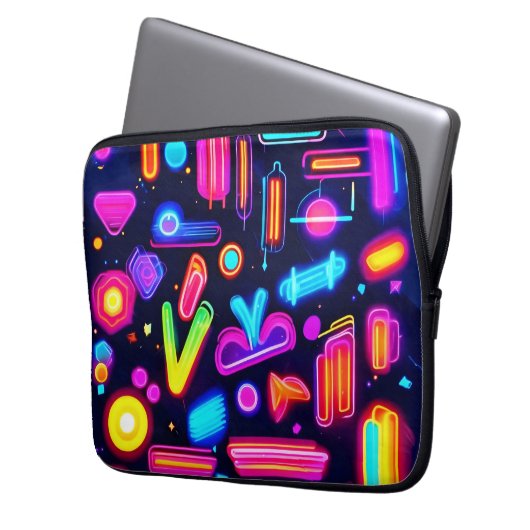 Neon Dreamscape Symphony Laptopschutzhülle (Vorderseite Links)