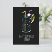 Neon Drink Geburtstagsparty Black Karte (Stehend Vorderseite)