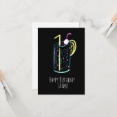 Neon Drink Geburtstagsparty Black Karte (Vorderseite/Rückseite Beispiel)