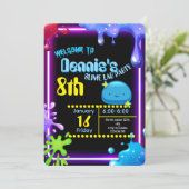 Neon Drip Slime Birthday Party Invitation Kids Einladung (Stehend Vorderseite)