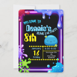 Neon Drip Slime Birthday Party Invitation Kids Einladung