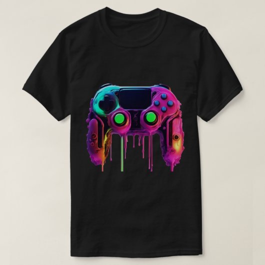 Neon-Drip-Spielcontroller-T-Shirt T-Shirt (Design vorne)