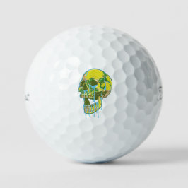Neon Dripping Skull Illustration – Bold Grunge Art Golfball