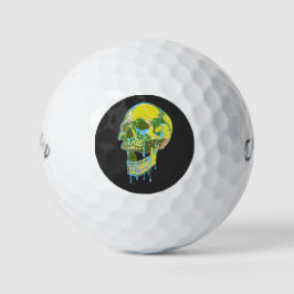 Neon Dripping Skull Illustration – Bold Grunge Art Golfball