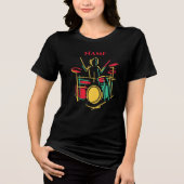 Neon Drums Line Art | Lebhafter musikalischer T -  Tri-Blend Shirt (Vorderseite)