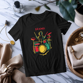 Neon Drums Line Art | Lebhafter musikalischer T -  Tri-Blend Shirt
