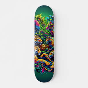Neon Dschungel Tiere Psychodelische Farbige Kühne Skateboard